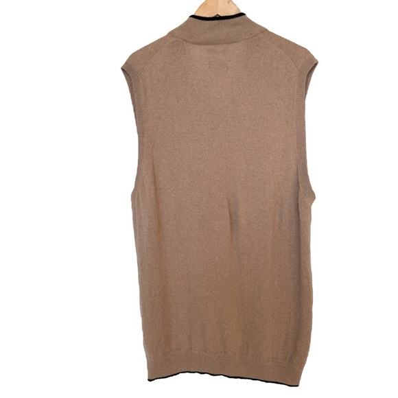 John W. Nordstrom Men's 1/4 Zip 100% Cashmere Sweater Vest Tan 2XL Luxury Soft - Picture 7 of 10